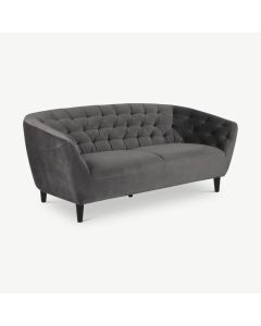Aria 3 Seater Sofa, Velvet & Rubberwood