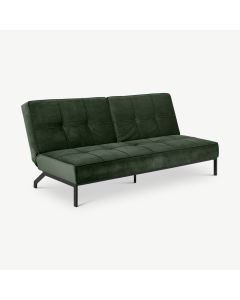 Fabian Sofa Bed, Green Velvet & Black