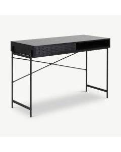 Lyla skrivebord, sort og stålstel