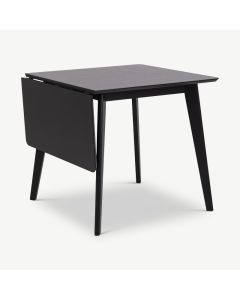 India Dining Table, Black Extendable Wooden Top