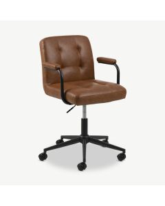Talia Office Chair, Cognac PU Leather & Black