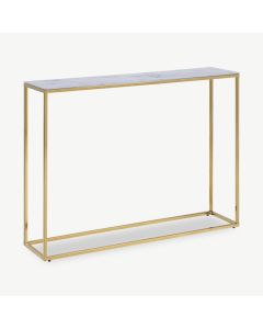 Ophelia Console Table, Marble look & brass