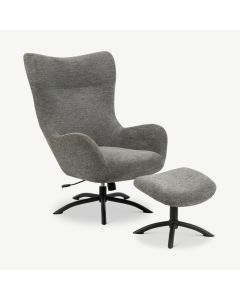 Maya Lounge Chair, Grey Fabric & Steel base