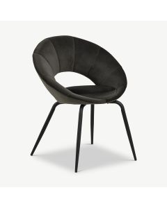 Jolie-spisebordsstol, sort velour og sorte ben
