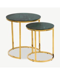 Ophelia round Nest of Tables, glass & brass