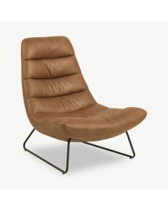 Kelly Lounge Chair, Brown PU-leather & Black legs