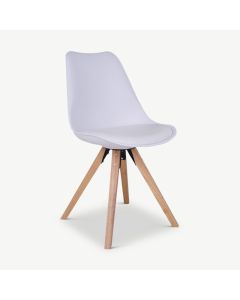 UP Dining Chair, White PU leather & Wood legs