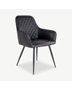 Harbour Dining Chair, Black PU leather & black legs