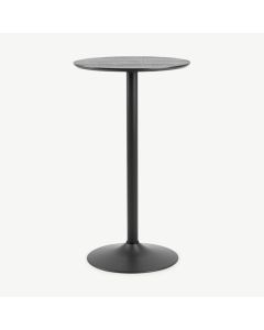 Table de bar Eliza, MDF noir & base en acier (Ø60 cm)
