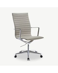 Akira Office Chair, Greige Fabric & Chrome
