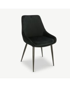 Fleur Dining Chair, Black Velvet & Black legs
