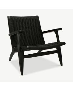 Easy Armchair, Rattan Black & Wood