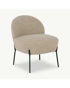 Peyton Lounge Chair, Beige Bouclé & Black legs