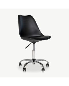 Oslo Office Chair, Black PU Leather & chrome legs