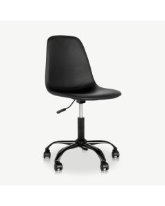 Chaise de bureau Stockholm, cuir PU noir & pieds noirs