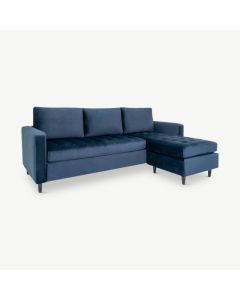 Ferno Lounge Velvet Sofa, Dark Blue
