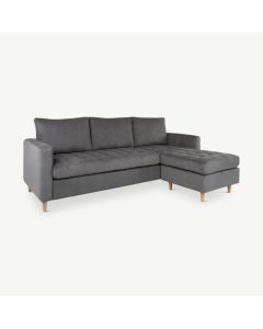 Ferno lounge sofa, Mørkegrå velour og naturben