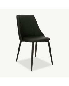 Lule Dining Chair, Black PU Leather & Steel