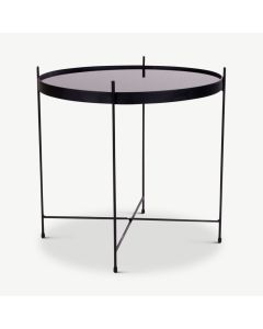 Toulouse Side Table, Powder Coated Steel & Glass