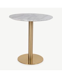 MyMarble Dining Table, Marble look & Brass look base ø70x75cm