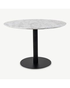 MyMarble Dining Table, Marble look & Black base ø110x75cm