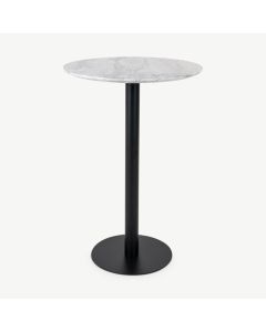 MyMarble Bar Table, Marble look & Black base ø70x105cm