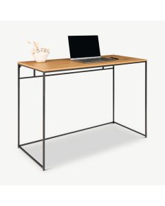 Vice skrivebord, Egetræsplade og sort ramme 100x45x75 cm