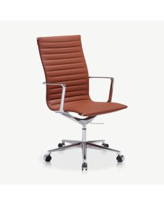 Akira Office Chair, Cognac Leather & Chrome 