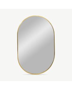 Luna Oval Mirror, Brass look frame