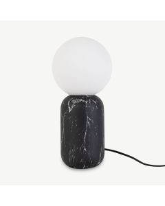 Gala bordlampe, sort jern marmor look