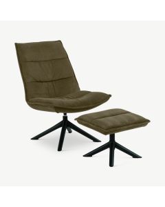 America Lounge Chair with footstool, Fabric