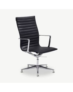 Ava Conference Chair, Black Leather & Chrome 