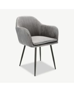 Brando spisebordsstol, grå velour & sorte ben