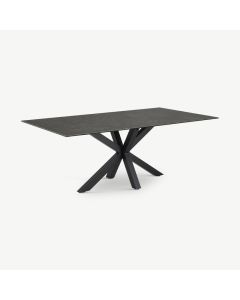 Talon spisebord, sort glas og stålfod (200x100 cm)