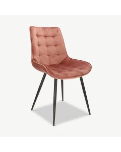 Lisboa Dining Chair, Pink Velvet & Black legs