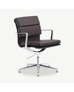 Lucas Conference Chair, Dark Brown Leather & Chrome