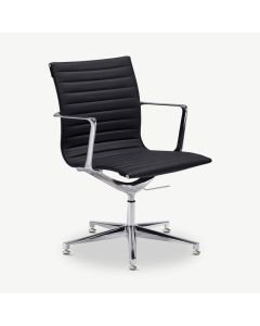Mateo Conference Chair, Black PU-leather & Chrome