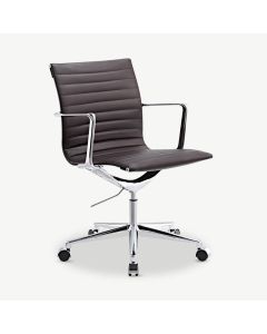 Walton Office Chair, Dark Brown Leather & Chrome