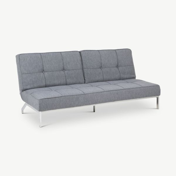 Canapé-lit Fabian, tissu gris chromée