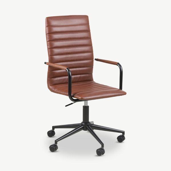 Hoyt Office Chair, Cognac PU-leather & Black frame