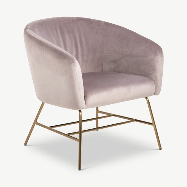 Tabby Lounge Chair, Dusty Pink Velvet & Gold