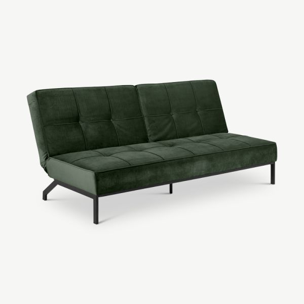 Canapé-lit Fabian, velours vert noire
