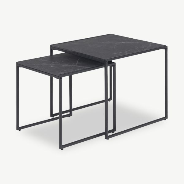 Table Infinity, cadre en bois et métal noir