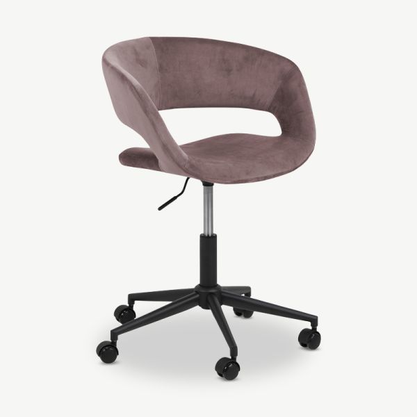 Grace Office Chair, Pink Velvet & Black base