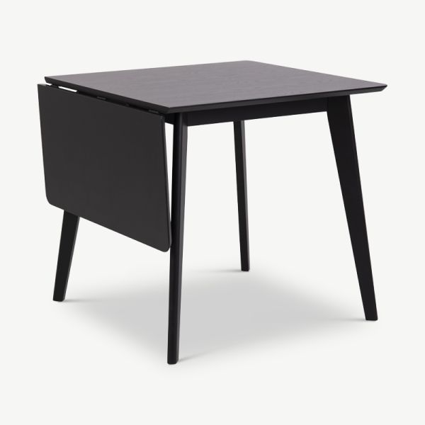 India Dining Table, Black Extendable Wooden Top