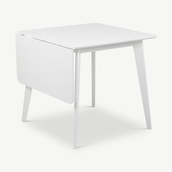 India Dining Table, White Extendable Wooden Top