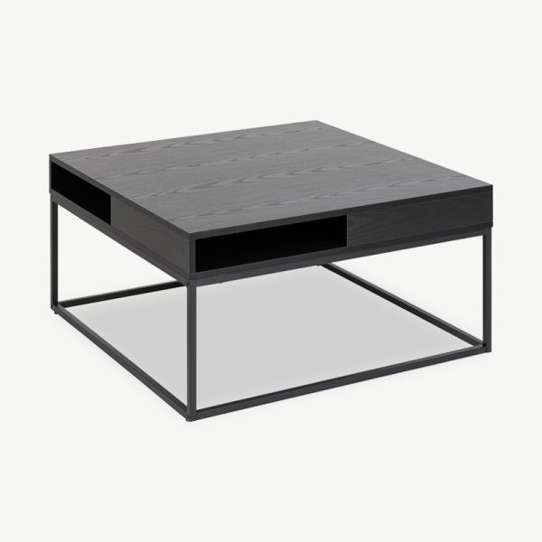 Ike salontafel, zwart hout & zwarte frame