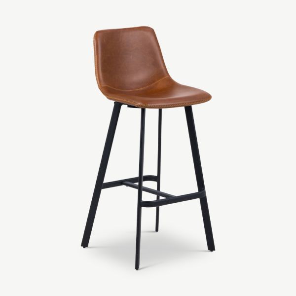 Ridge barstol, konjakfärgat retro konstläder & svart
