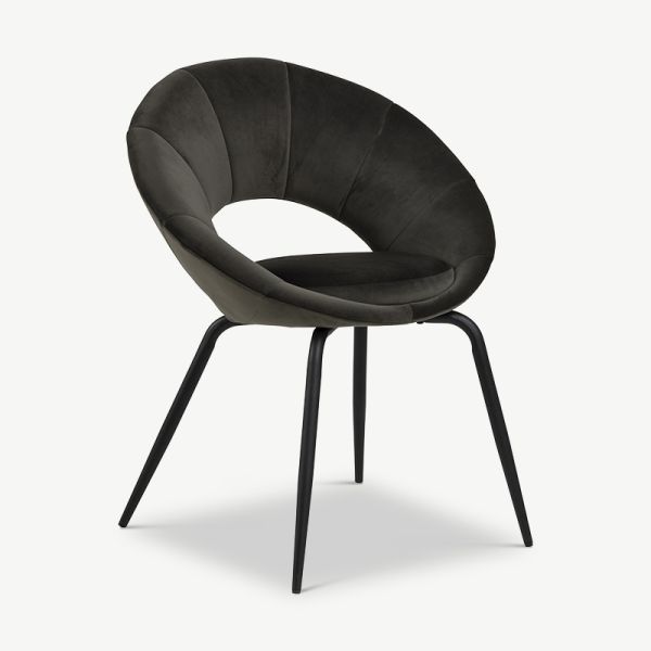 Jolie-spisebordsstol, sort velour og sorte ben