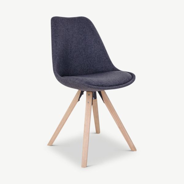 UP Dining Chair, Dark Grey Fabric & Wood legs oblique view
